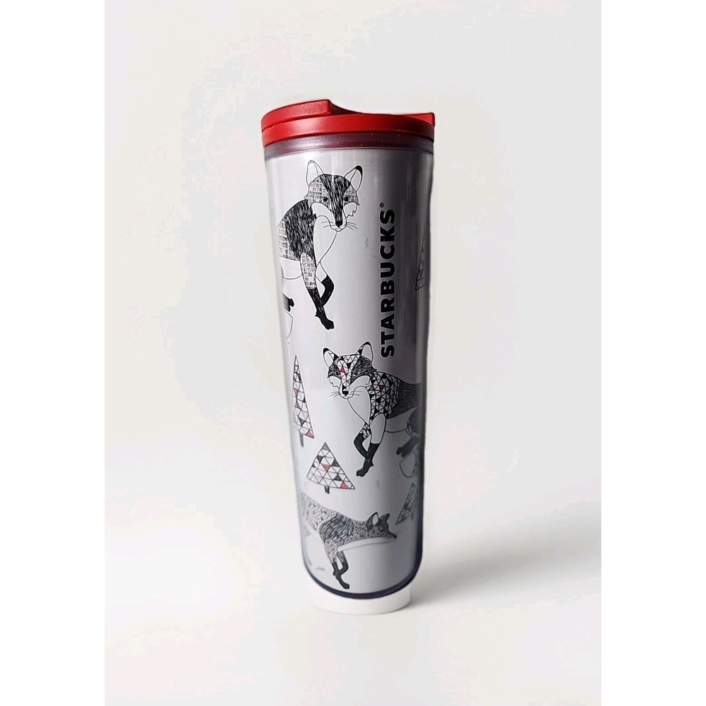 Starbucks Winter Holiday Snow Fox Travel Tumbler 16oz Christmas 2017 Retired EUC